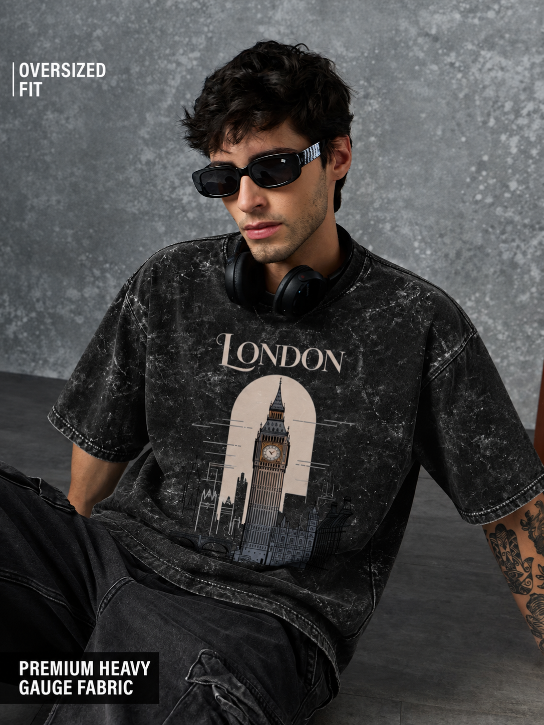London Acid Washed Oversized Tee