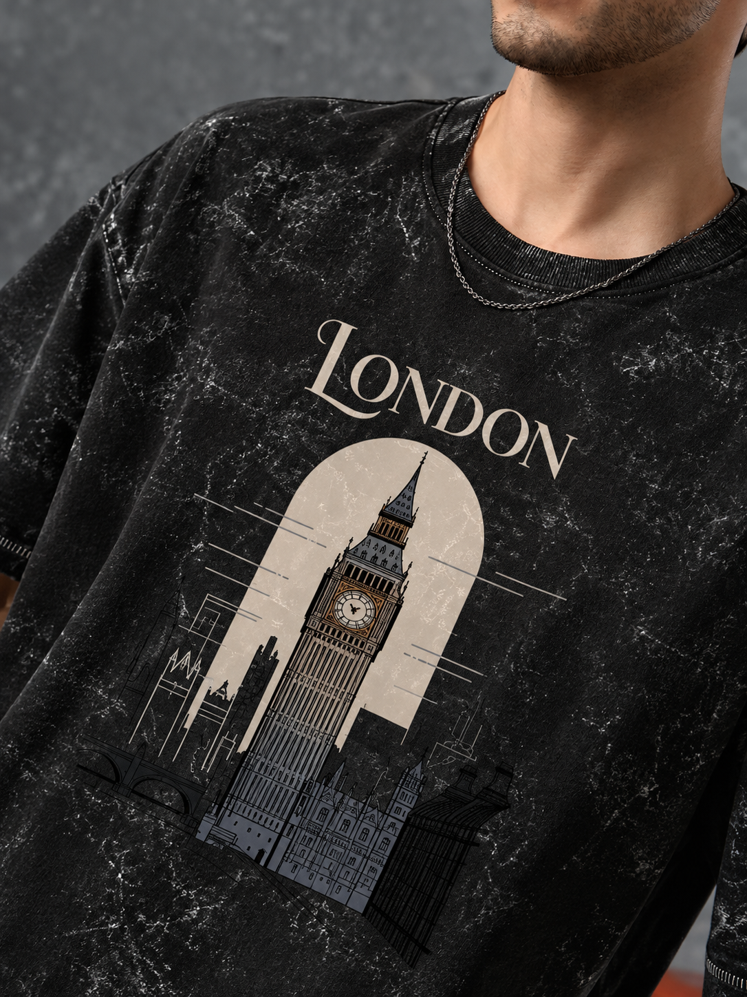 London Acid Washed Oversized Tee