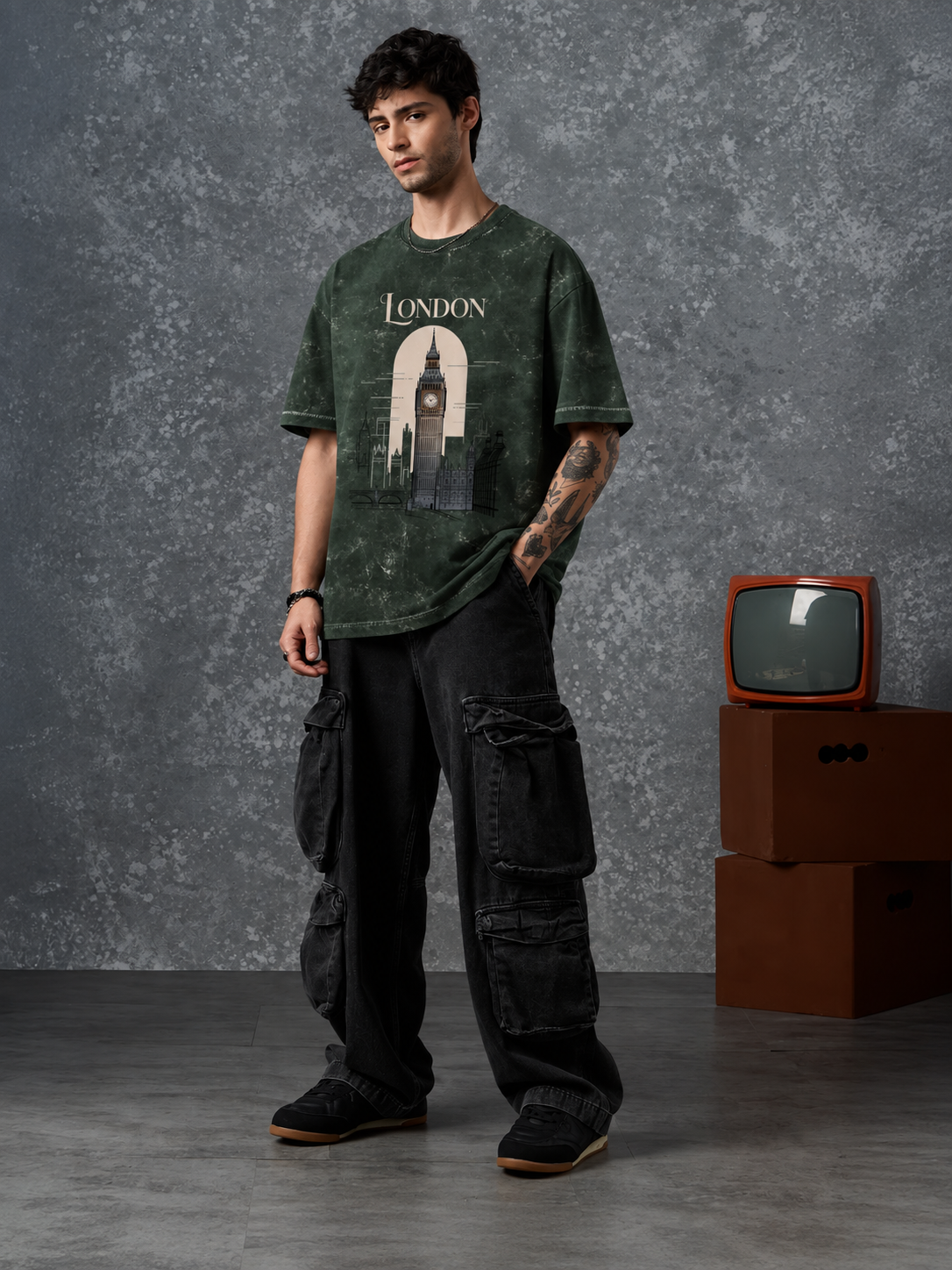 London Acid Washed Oversized Tee