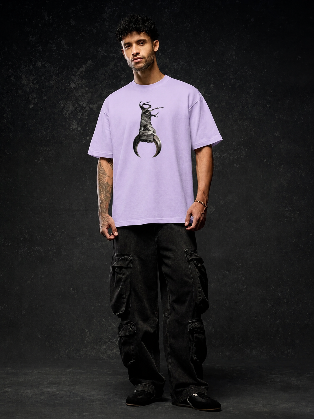 Night Warrior Oversized Graphic T-Shirt