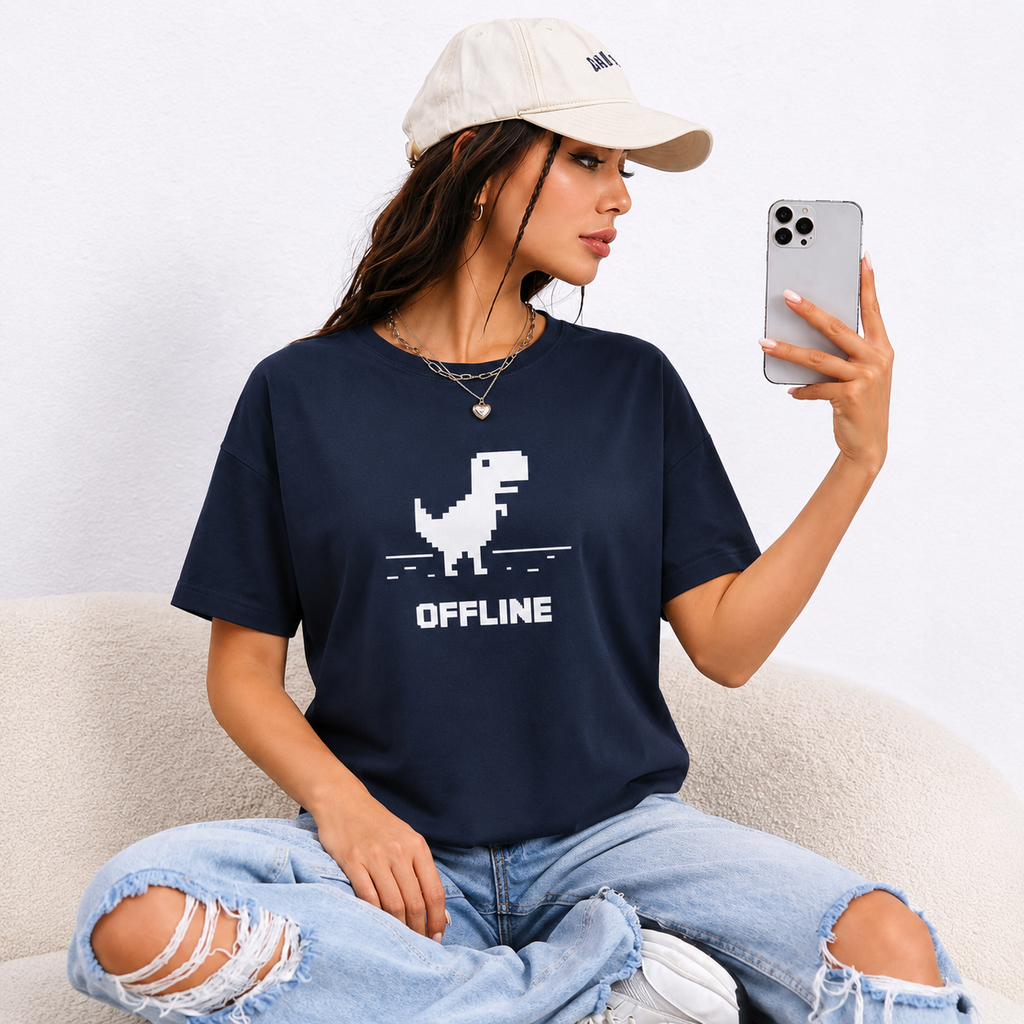 Offline Pixel Dino T-Shirt