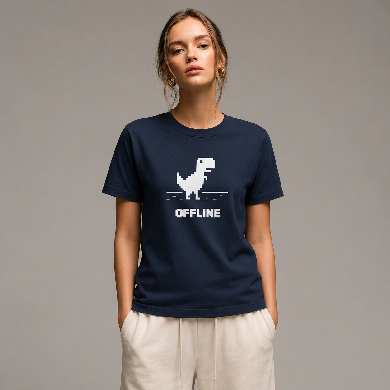 Offline Pixel Dino T-Shirt